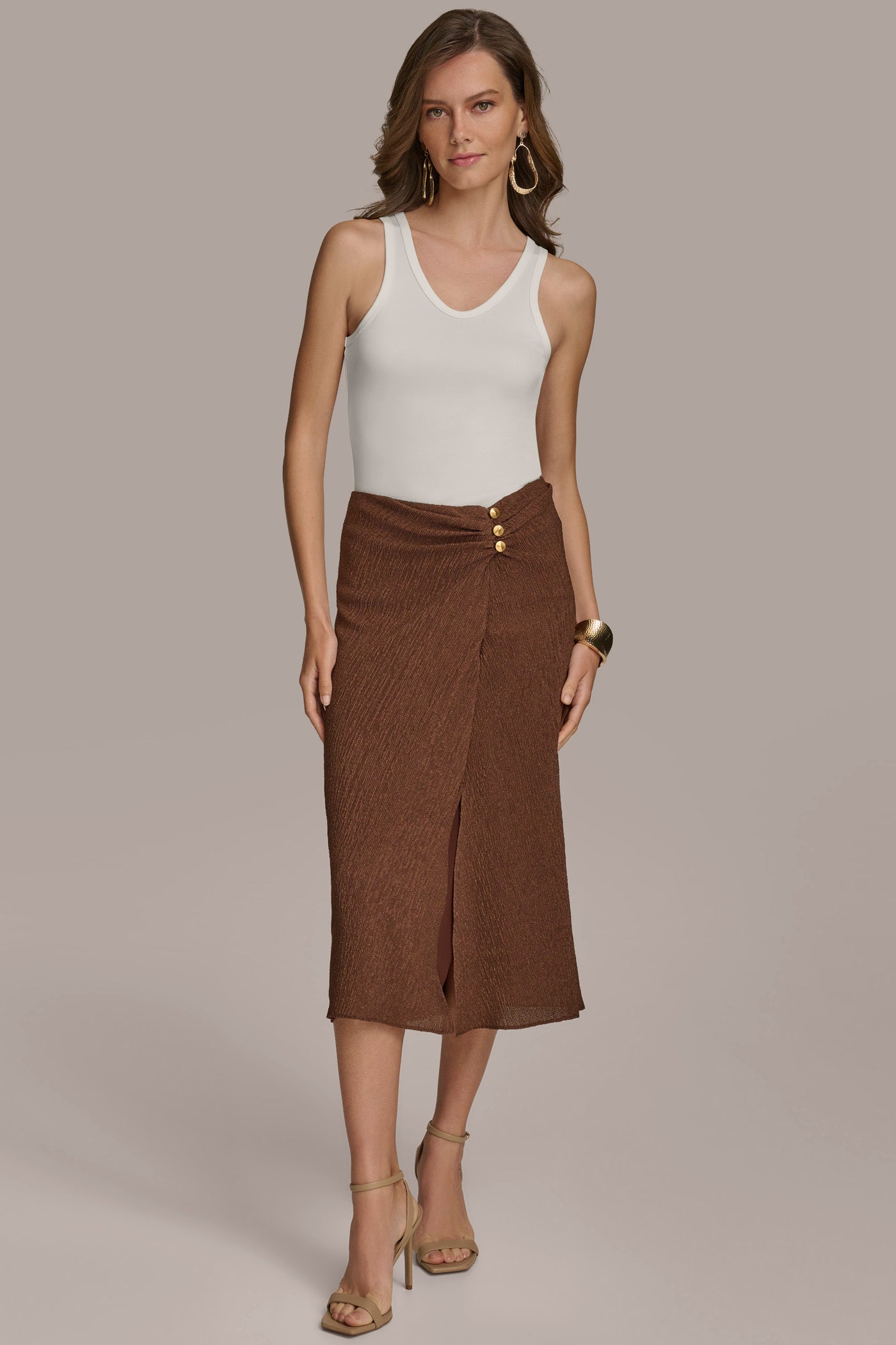 (image for) SIMPLE MIDI SKIRT WITH FRONT SLIT